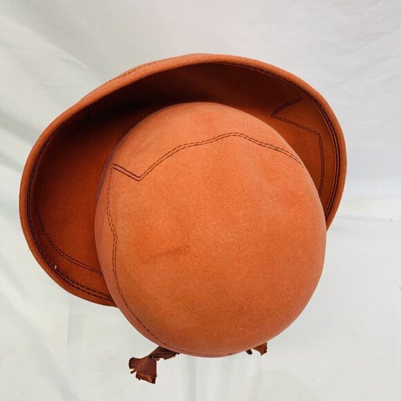 Vintage 50s 60s Felt Hat Womens Touriste Made In Switzerland Handmade Orange - Picture 5 of 14